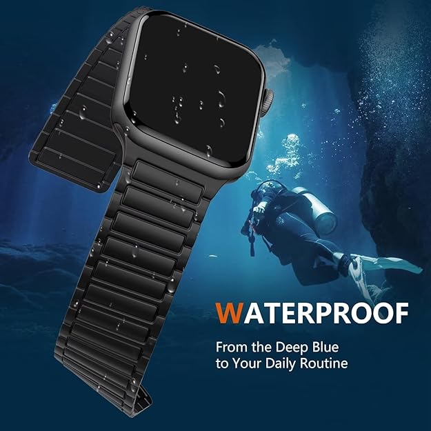 Liquid Silicon Sports Style Magnetic Watch Band for Apple Watch 42/44/45 & 49 mm (Black)