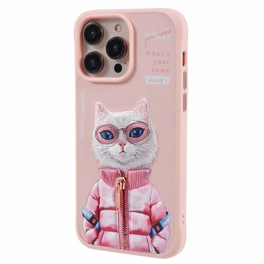 Nimmy Cute Animal Jacket Series Cat Case for iPhone 15 Pro Max (Light Pink)