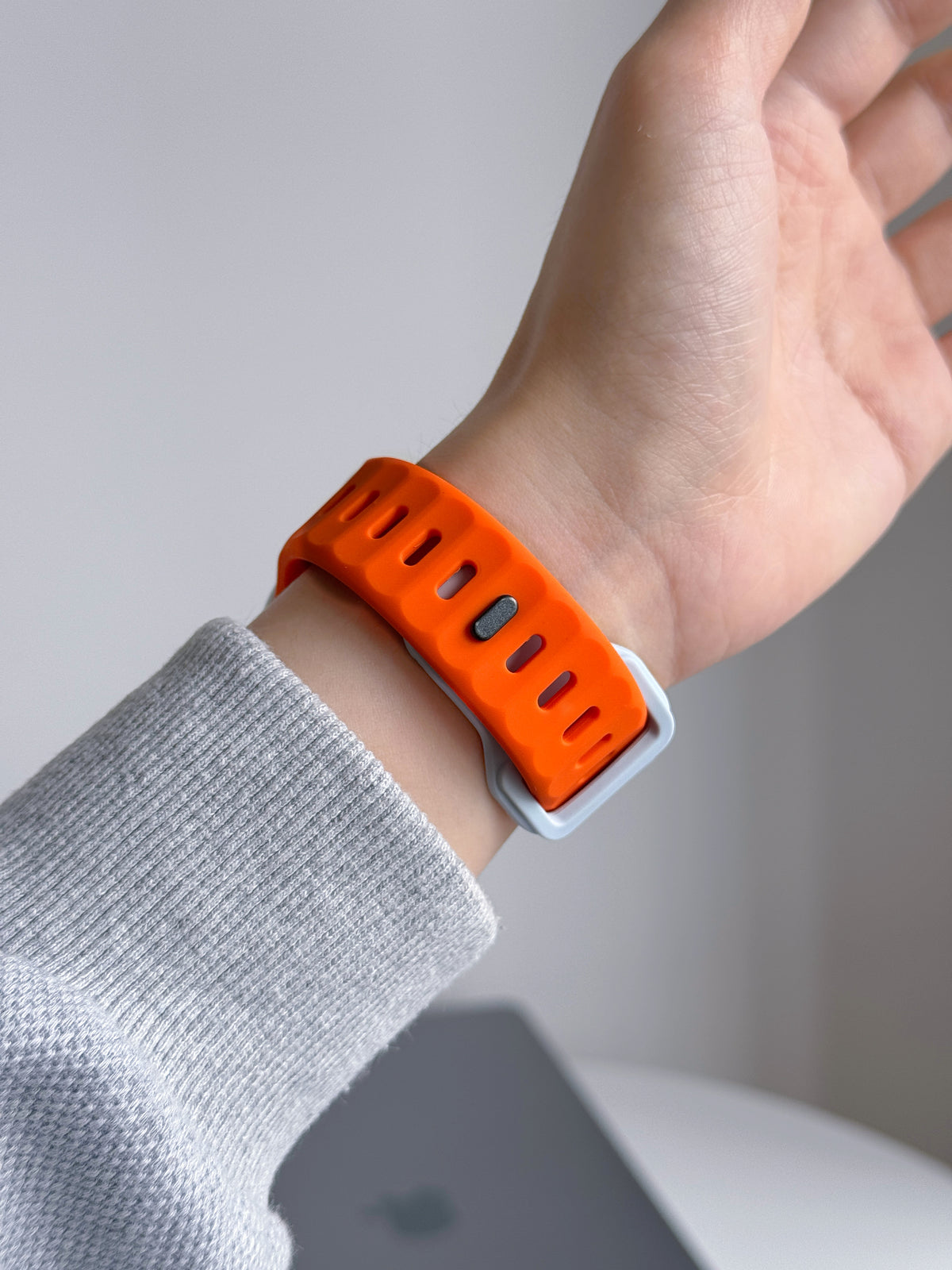 New Style Dual Colour Silicon Watch Band 44/45/46/49 mm (Orange/B.Blue)