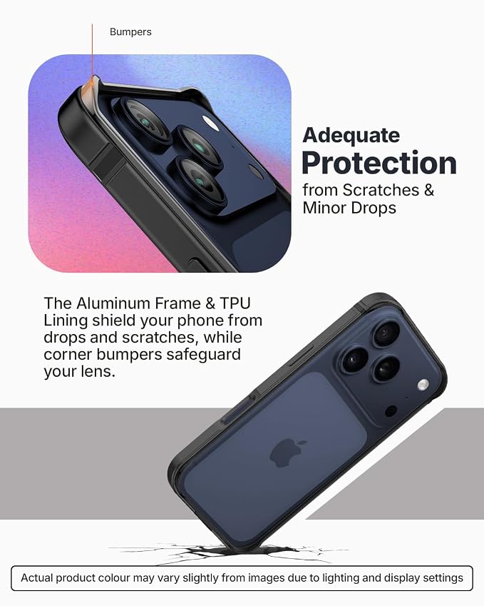 Metallic Bumper Case For iPhone 17 Pro Max / 18 Pro Max (Black) (Code:5043)