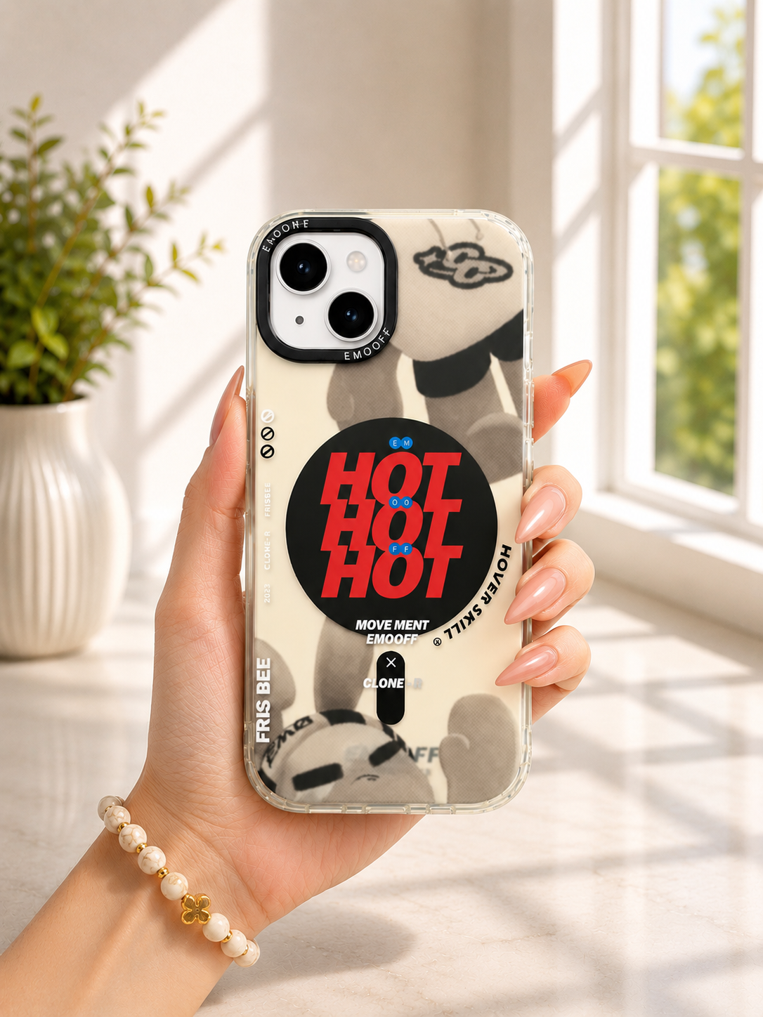 EMO OFF HOT Designer Case For iPhone 15(Light Brown)