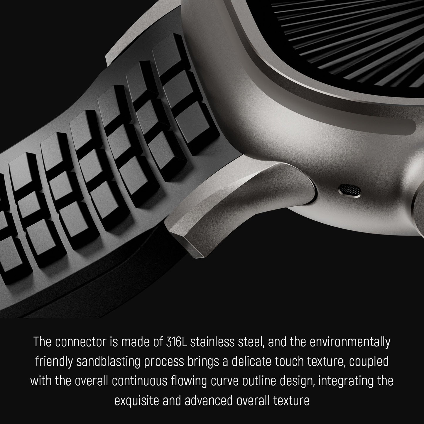 Quickfit Easy to Go Silicon Band with Natural Titanium Buckle & Connectors for Apple iWatch 44/45/46 & 49mm (Black)