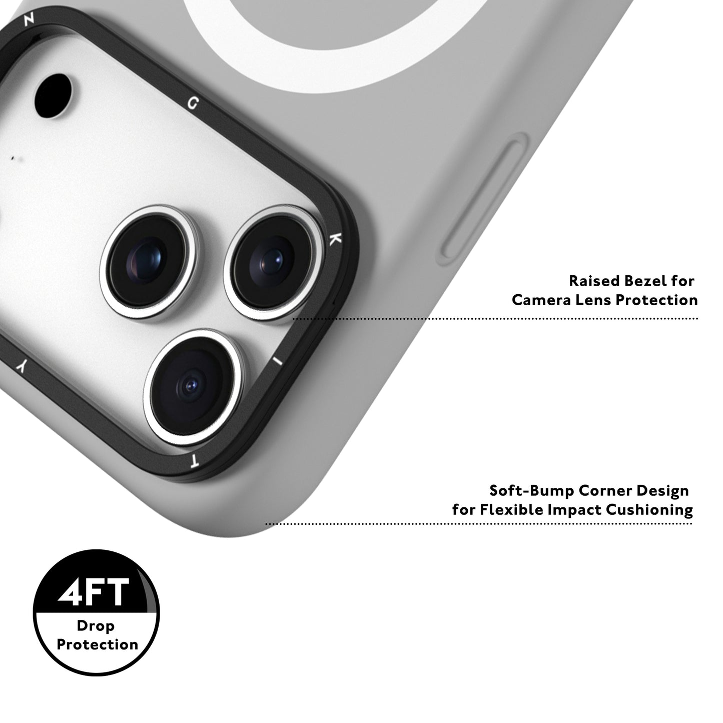 iPhone 17 Pro Max Case | YOUNGKIT Gel Creme Liquid Silicon Camera Stand Series (GREY)