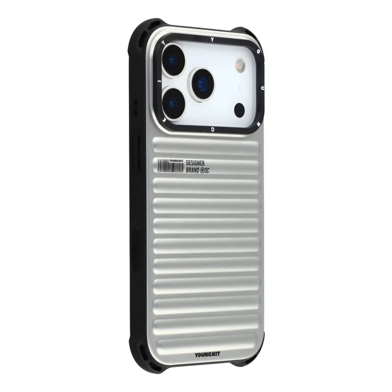 YOUNGKIT Suitcase Textured Luggage Series Magsafe Case for iPhone 17 Pro Max  (Silver)
