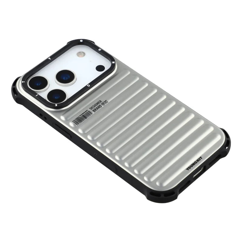 YOUNGKIT Suitcase Textured Luggage Series Magsafe Case for iPhone 17 Pro Max  (Silver)