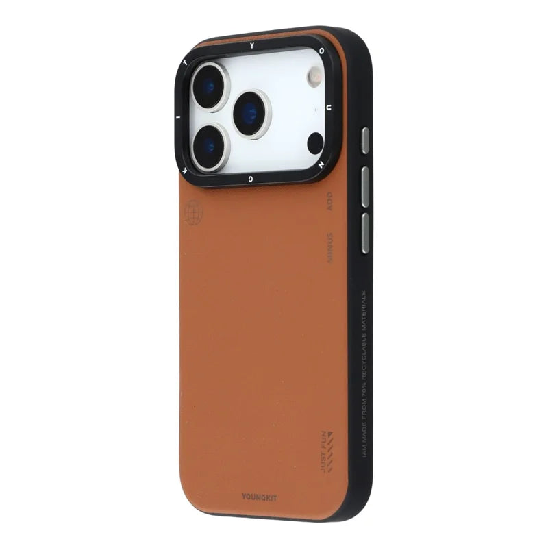 YOUNGKIT Matte Finish Leather Cover with Magsafe for iPhone 17 Pro Max (Tan Brown)