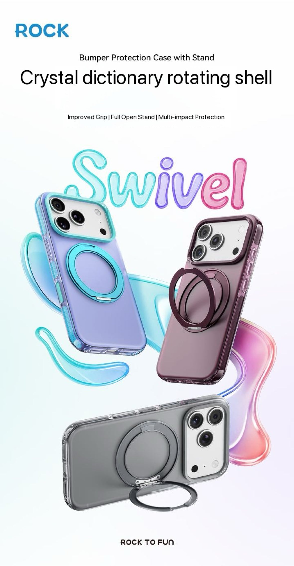 Rock Crystal Classic Rotating Series Case For iPhone 17 Pro Max /18 Pro Max (Purple) (Code:4975)