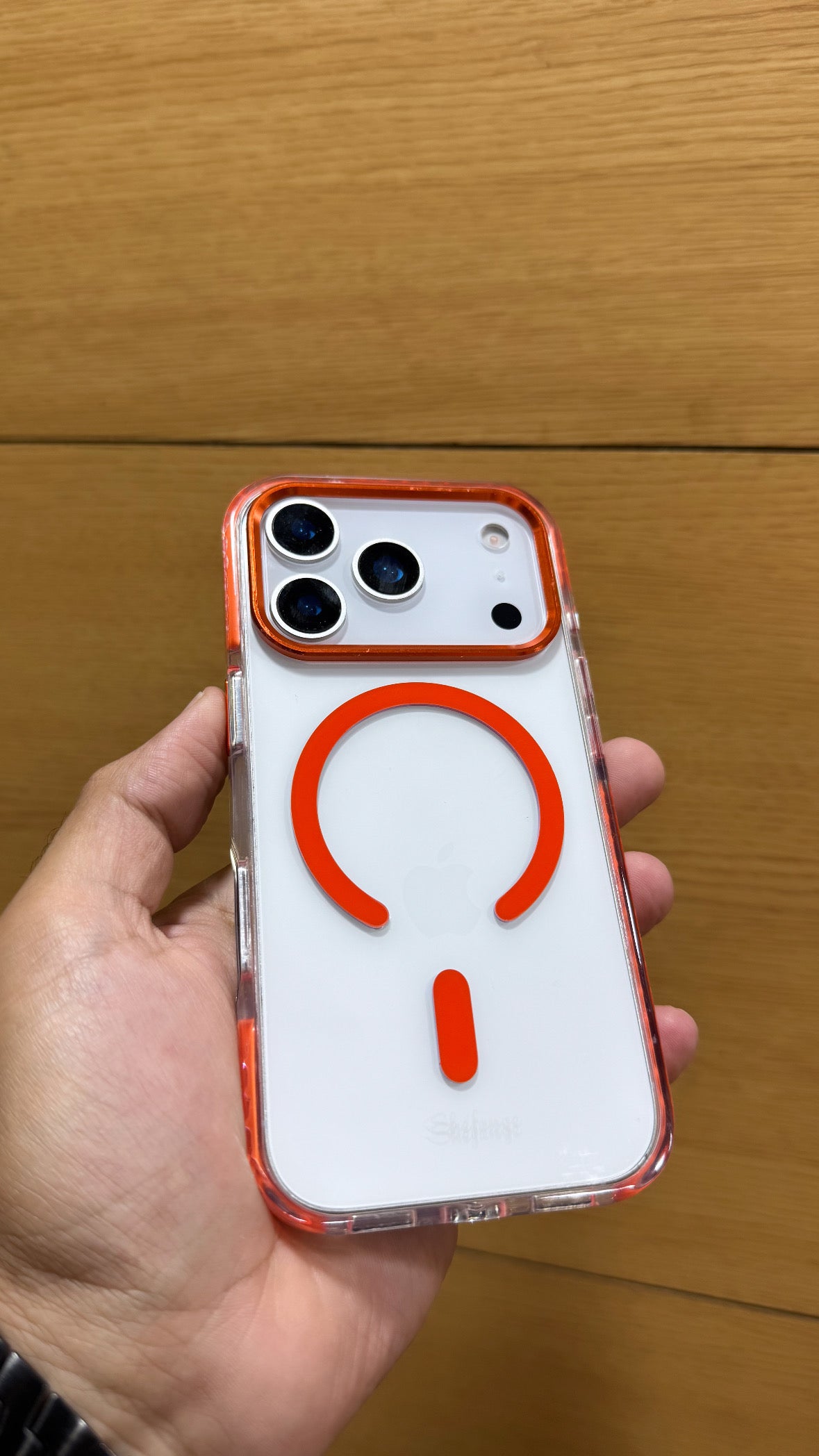 Premium Quality Tough Armour Drop Protection Transparent Case for iPhone 17 Pro (ORANGE)