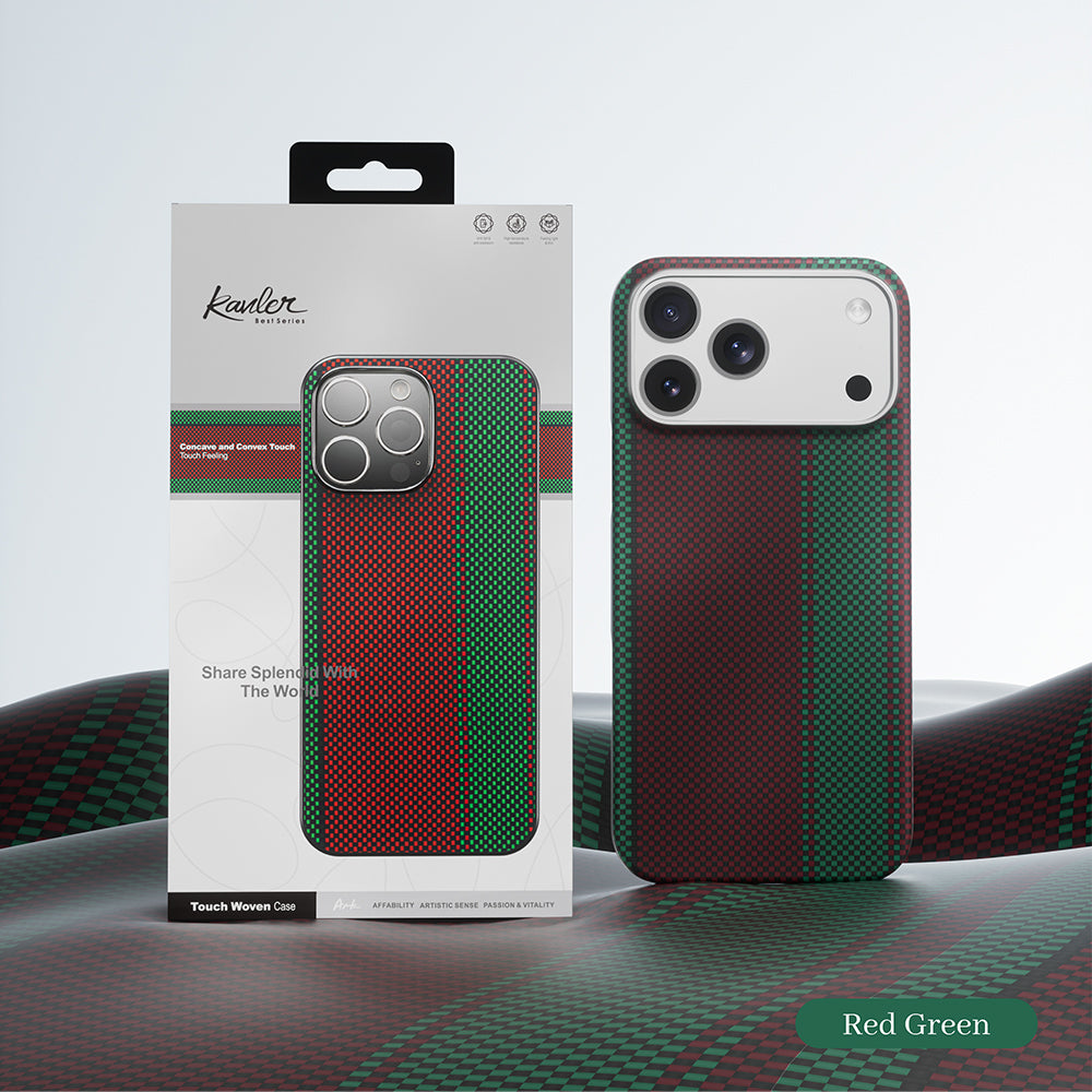 Genuine Kevlar Carbon Fibre Ultra Slim Case for iPhone 17 Pro Max (Red & Green)