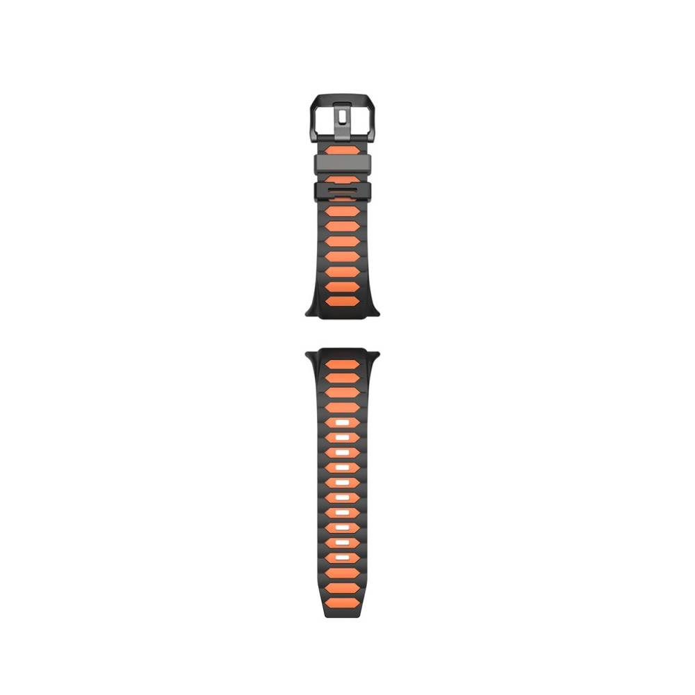 Dual Colour Soft Silicon Band For Apple Watch 44/45/46/49 mm (Orange/Black)