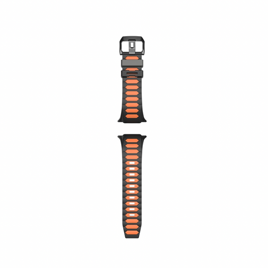 Dual Colour Soft Silicon Band For Apple Watch 44/45/46/49 mm (Orange/Black)