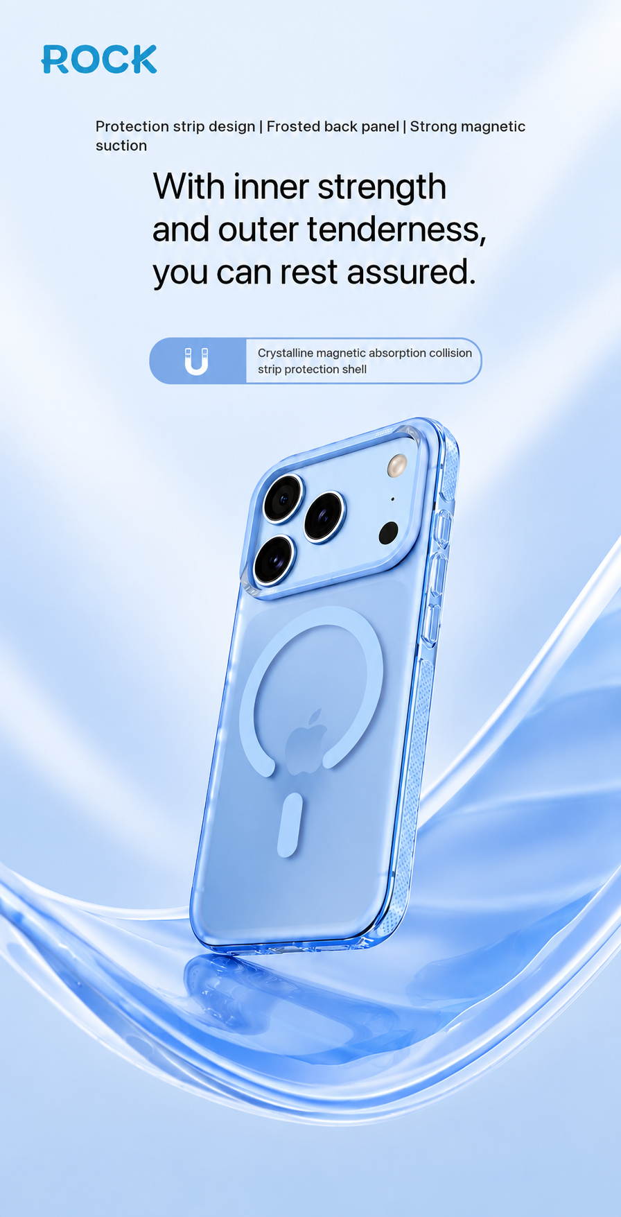 Rock Crystal Classic Series Case For iPhone 17 Pro /18 Pro (Sky Blue) (Code:4978)