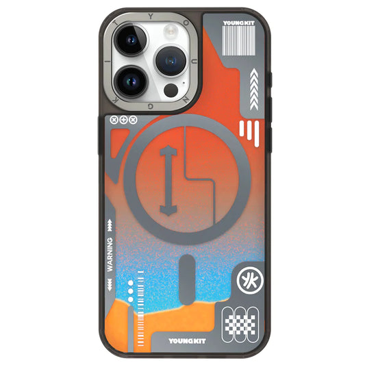 YOUNGKIT Galactic Luminous Quicksand Night Glow Case for iPhone 15 Pro (Orange)