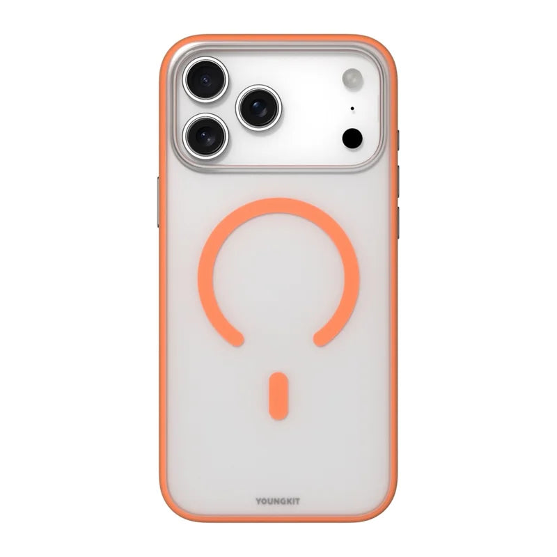 YOUNGKIT Clear Series Frosted Magsafe  Shockproof TPU PC Phone Back Cover for iPhone 17 Pro  - Orange