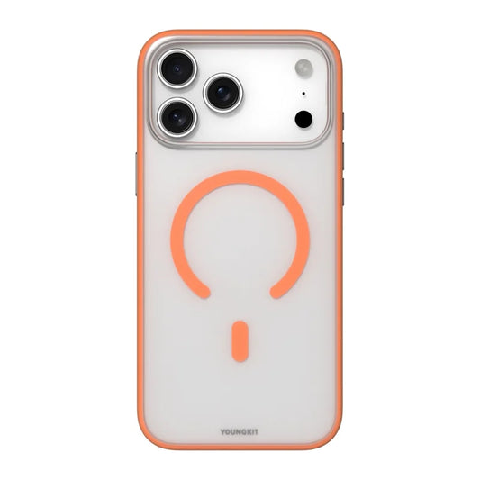YOUNGKIT Clear Series Frosted Magsafe  Shockproof TPU PC Phone Back Cover for iPhone 17 Pro  - Orange