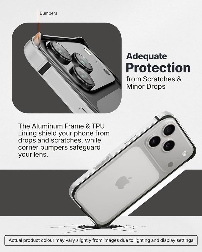 Metallic Bumper Case For iPhone 17 Pro Max / 18 Pro Max (Silver) (Code:5042)