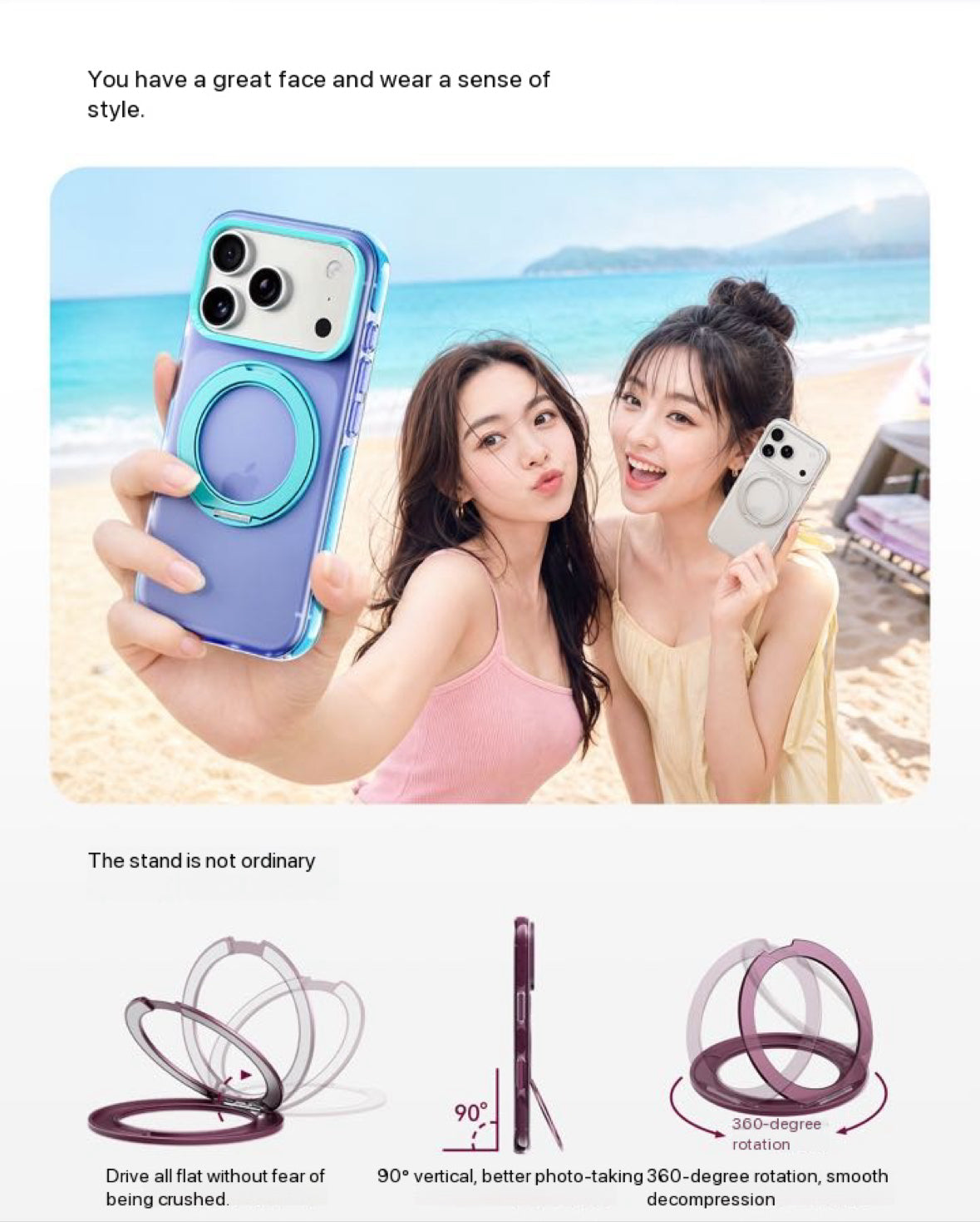 Rock Crystal Classic Rotating Series Case For iPhone 17 Pro Max /18 Pro Max (Purple) (Code:4975)