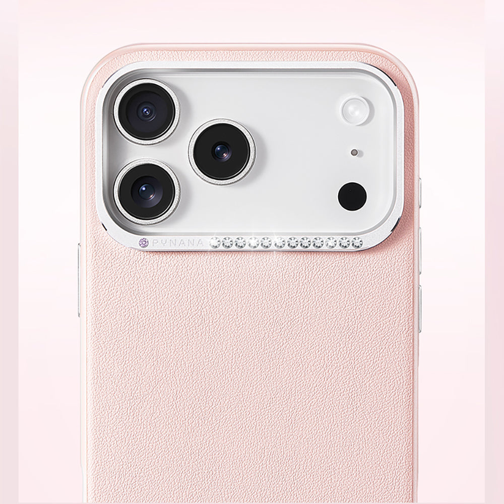 Pynana Plain PU Leather Case For iPhone 17 pro(L.Pink)