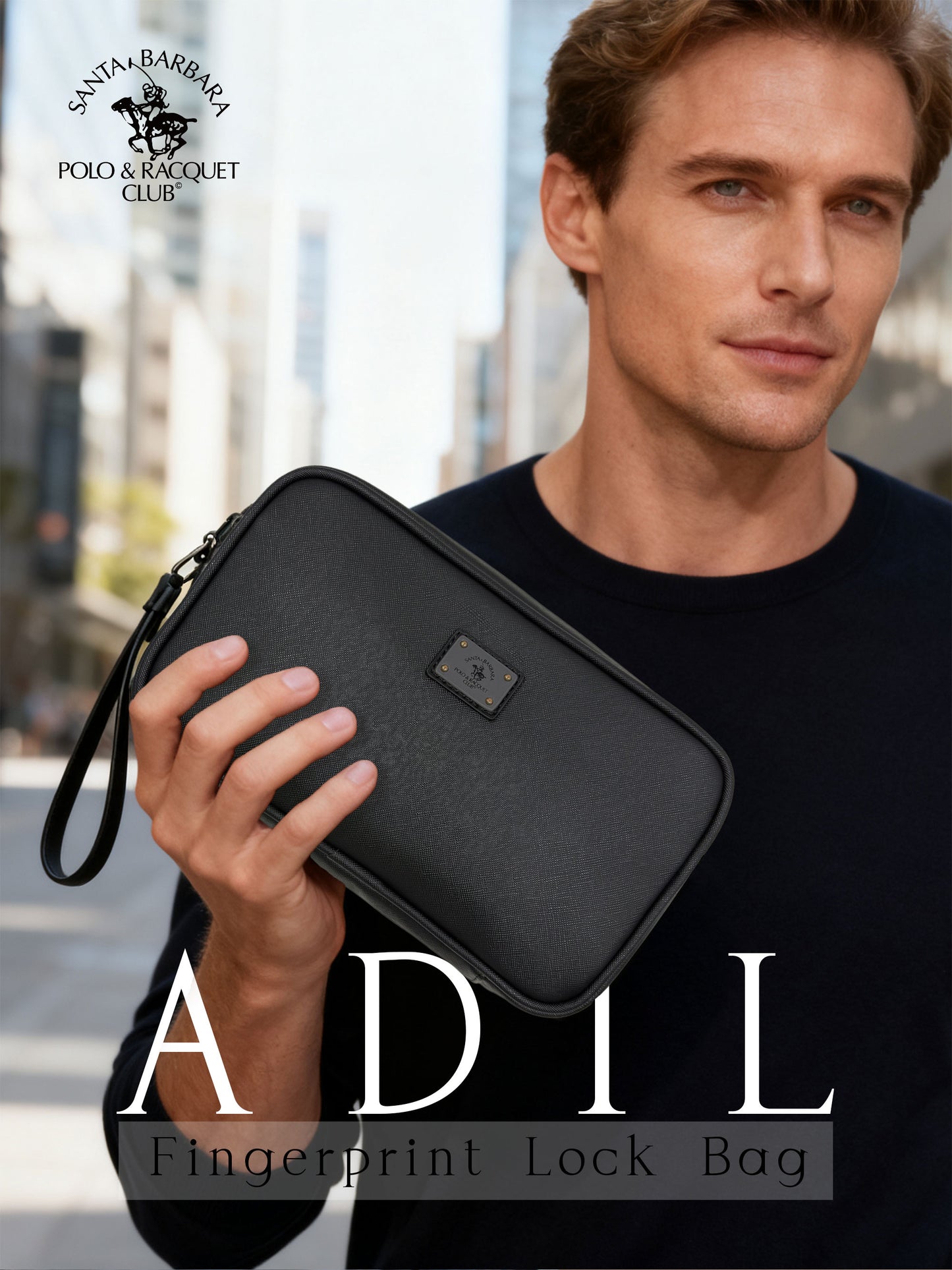 Santa Barbara Polo Adil FingerPrint Lock Bag (Black)