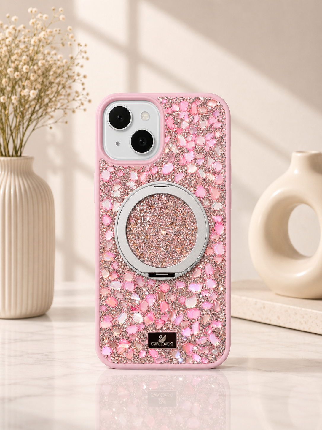 Swarovski シルバー グリッター iPhoneケース Swarovski シルバー