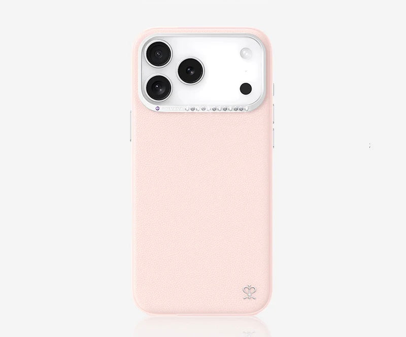Pynana Plain PU Leather Case For iPhone 17 pro(L.Pink)