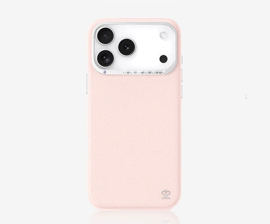 Pynana Plain PU Leather Case For iPhone 17 pro Max(L.Pink)