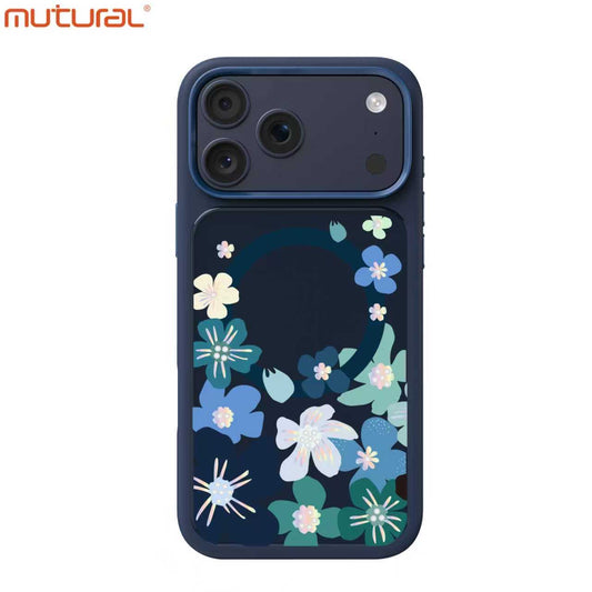 Silicon Protective Magsafe Floral Design Case for iPhone 17 Pro Max  (Blue)
