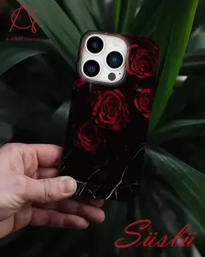 A Case Black Roses Design Silicon case for iPhone 15 Pro Max