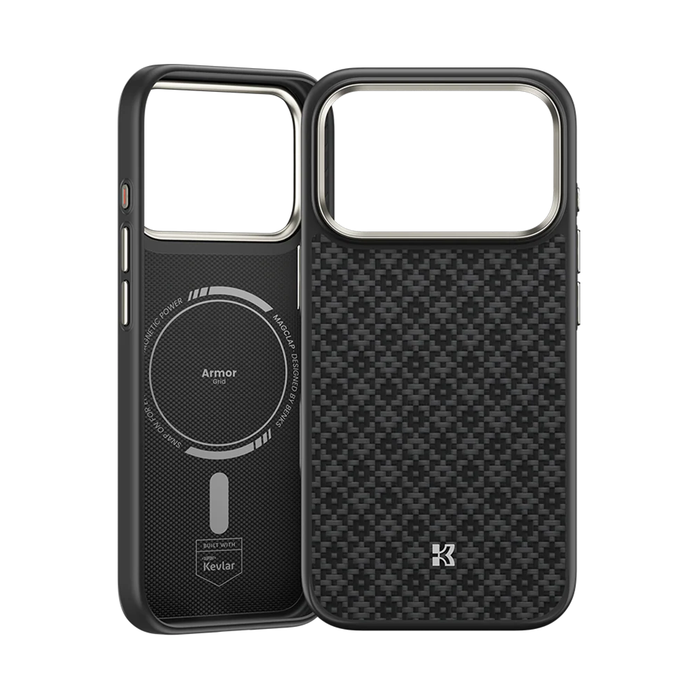 BENKS ArmorGrid ArmorPro Case built with Kevlar® Carbon Fibre for iPhone 17 Pro Max (BLACK)