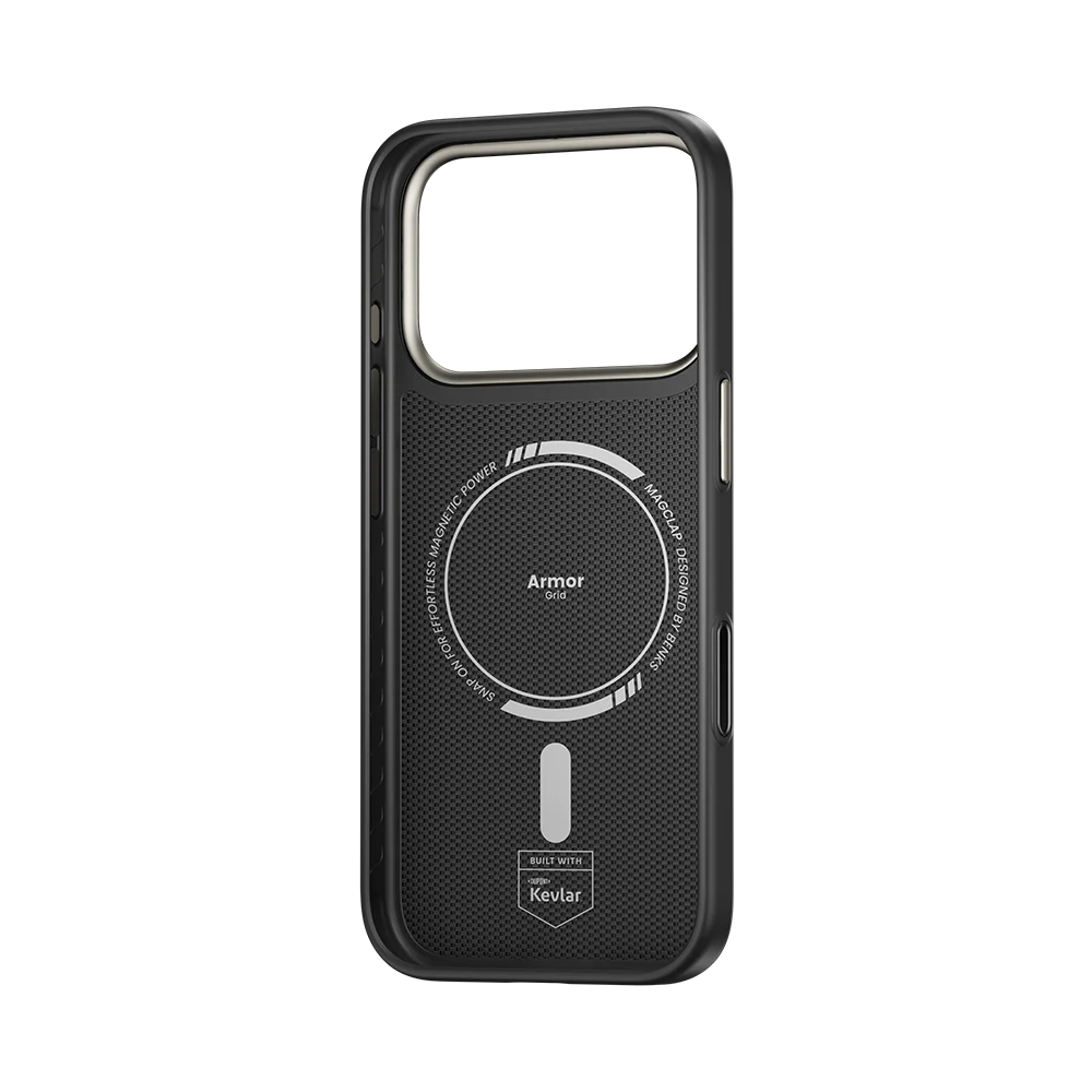 BENKS ArmorGrid ArmorPro Case built with Kevlar® Carbon Fibre for iPhone 17 Pro Max (BLACK)