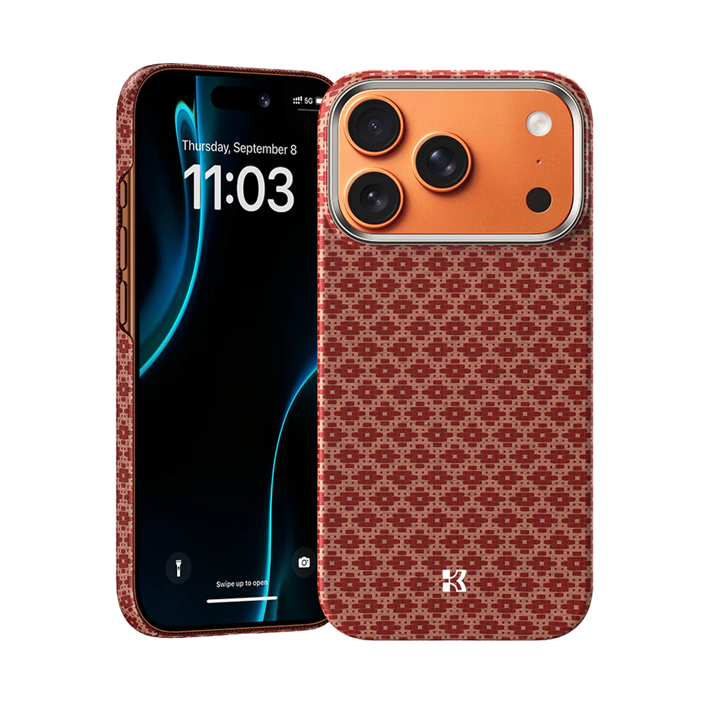 BENKS Armor Grid Armor Air Case built with Kevlar® Case for iPhone 17 Pro (Orange)