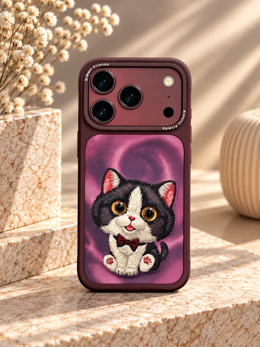 Nimmy Designer Case For iPhone 17 Pro / 18 Pro (Burgundy Cat) (Code:5097)
