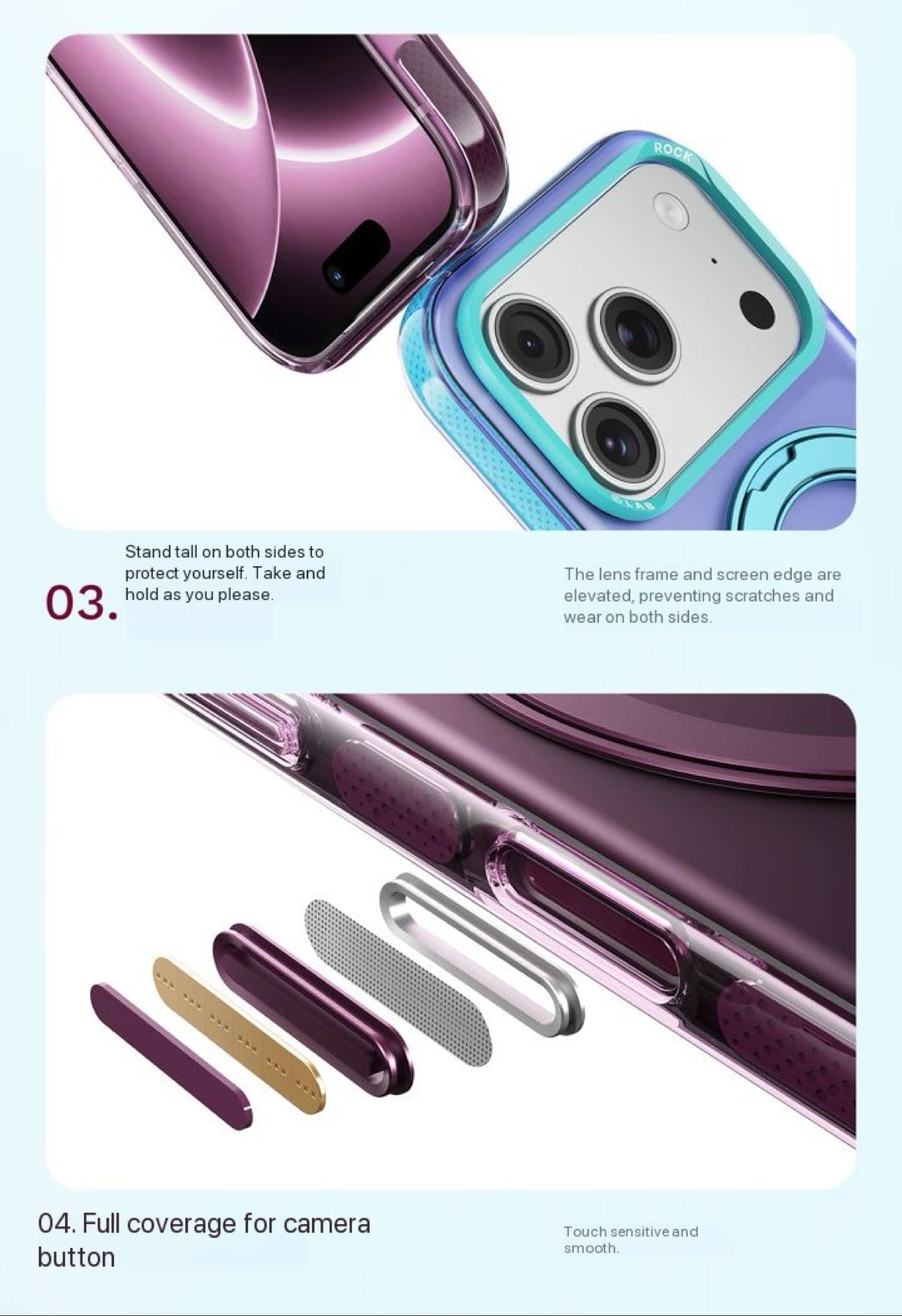 Rock Crystal Classic Rotating Series Case For iPhone 17 Pro /18 Pro (Dark Cherry) (Code:4973)