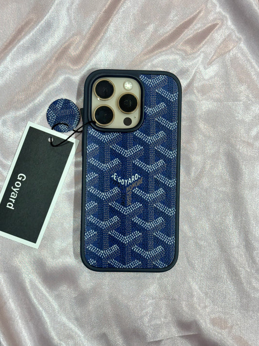 Branded PU Leather Case for iPhone 16 Pro (Blue)