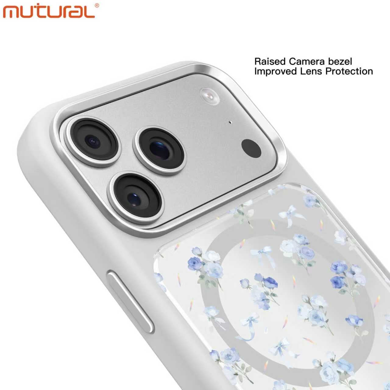 Silicon Protective Magsafe Floral Design Case for iPhone 17 Pro Max (White)