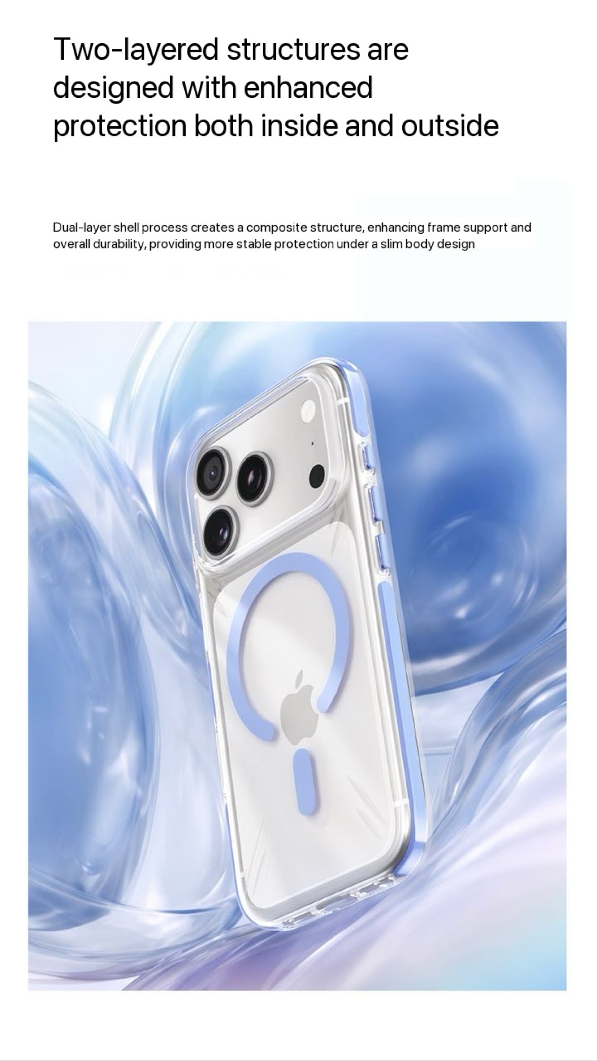 Rock Crystal Shell Series Case For iPhone 17 Pro /18 Pro (Sky Blue) (Code:4984)