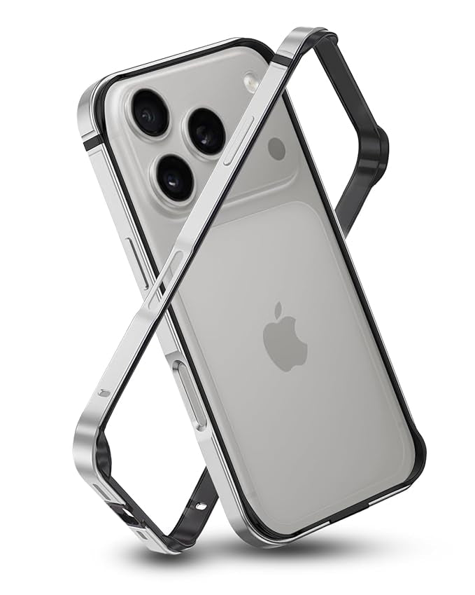 Metallic Bumper Case For iPhone 17 Pro Max / 18 Pro Max (Silver) (Code:5042)
