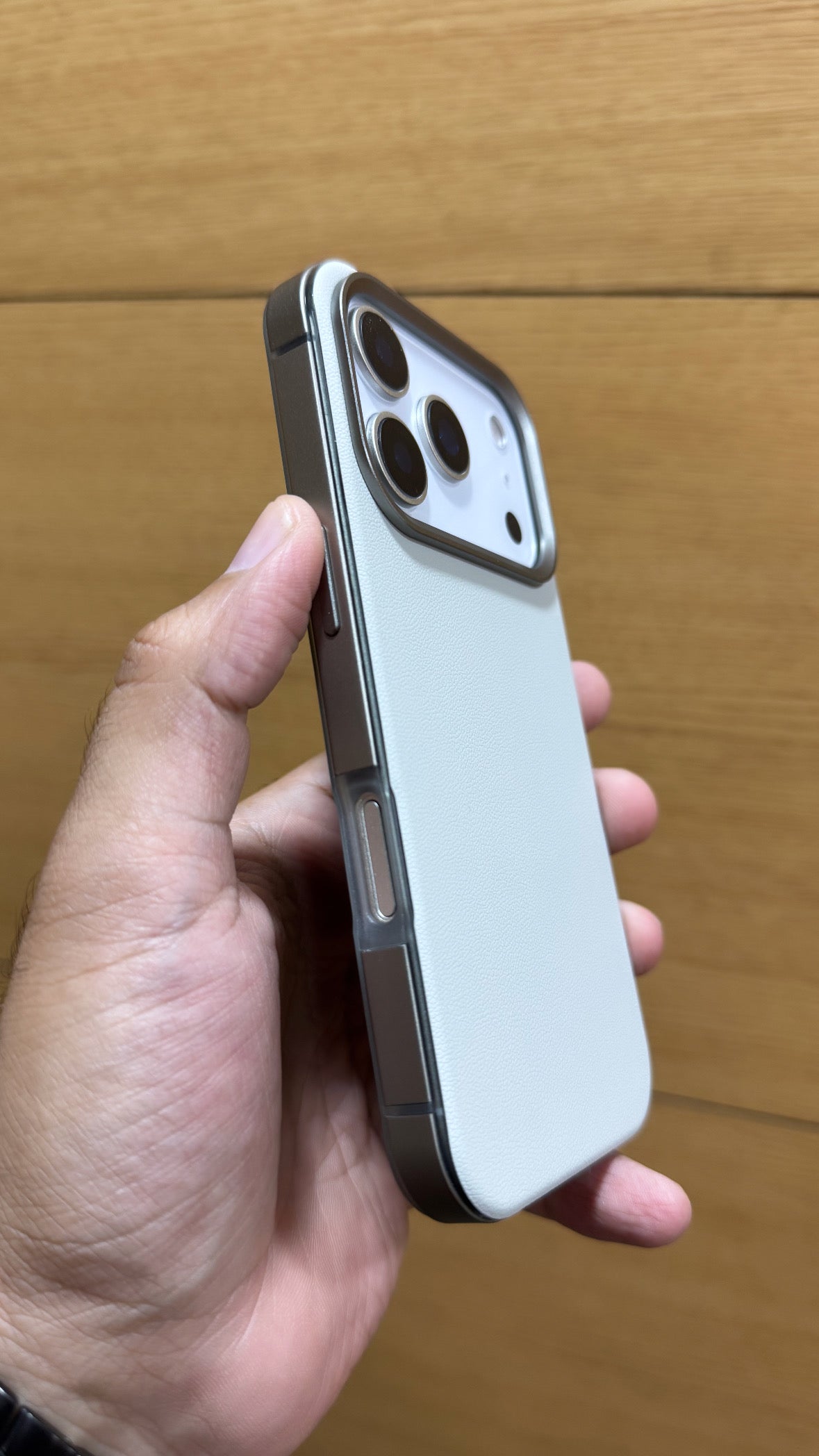 PU Leather Finish Metal Alloy Bumper Case for iPhone 17 Pro Max (SLATE GREY)