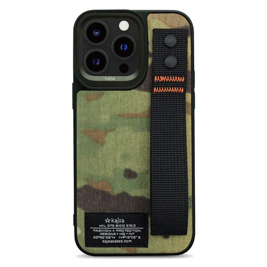 KAJSA Military Collection - Straps Back Case for iPhone 15 Pro (Green)