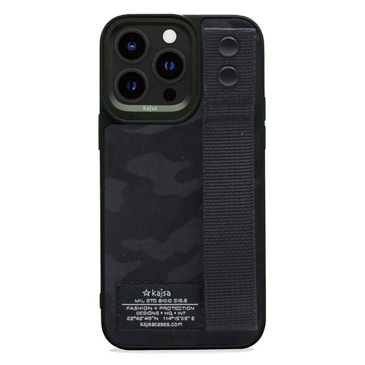 KAJSA Military Collection - Straps Back Case for iPhone 15 Pro Max (Black)