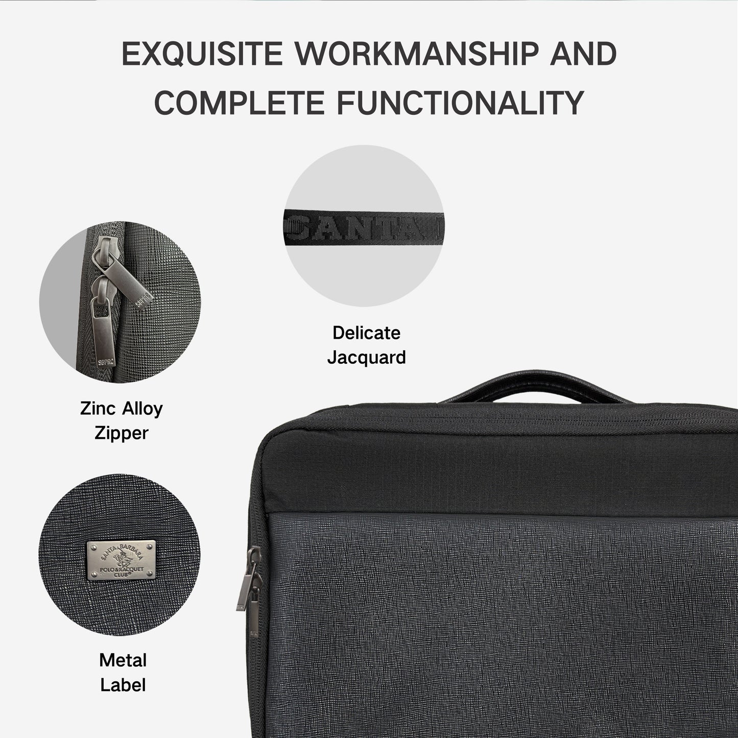 Santa Barbara Polo Matte PU Leather Macbook Bag For Macbook 13 Inch, 14 Inch (iPad 12.9, 13inch)  (Black)