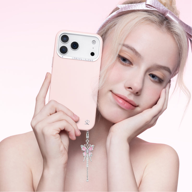 Pynana Plain PU Leather Case For iPhone 17 pro(L.Pink)