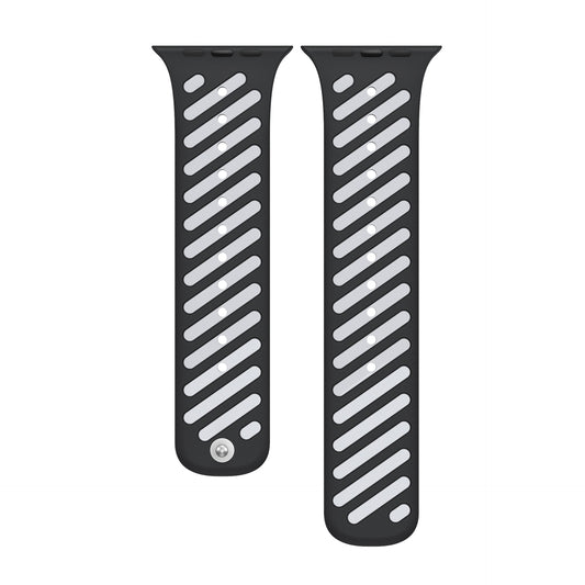 Double Colour Striped Magnetic Silicon Watch Band 44/45/46mm & 49mm (Grey/Black)