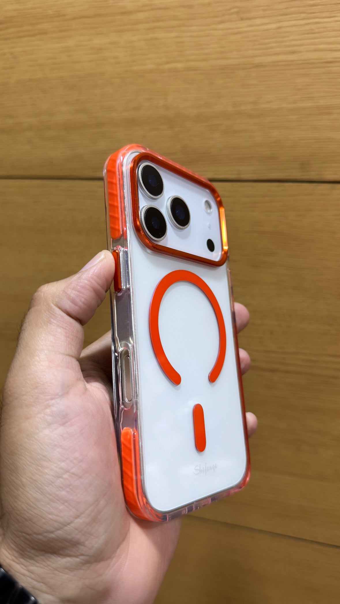 Premium Quality Tough Armour Drop Protection Transparent Case for iPhone 17 Pro (ORANGE)