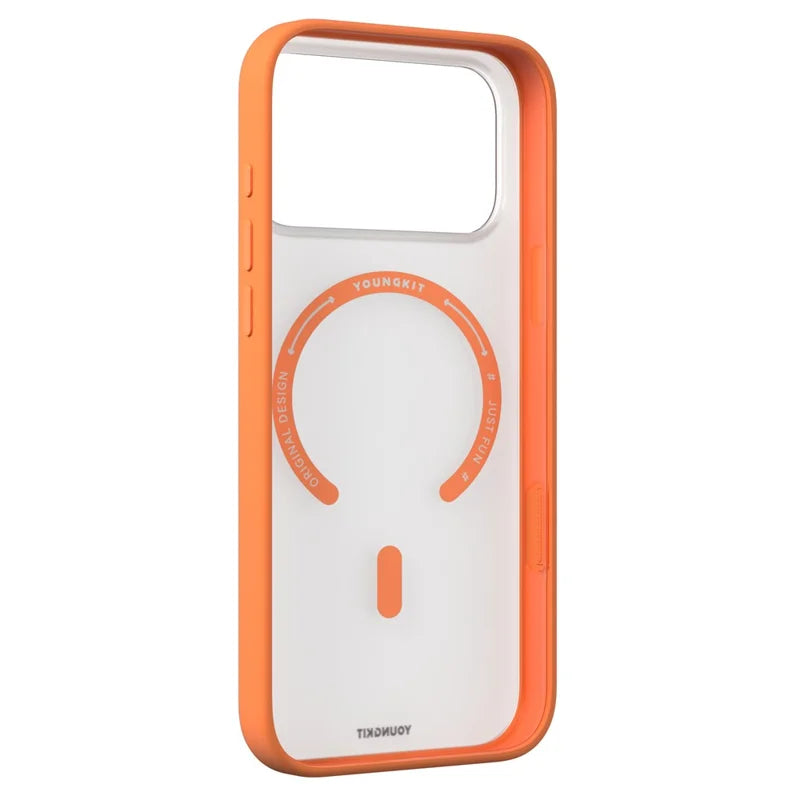 YOUNGKIT Clear Series Frosted Magsafe  Shockproof TPU PC Phone Back Cover for iPhone 17 Pro  - Orange