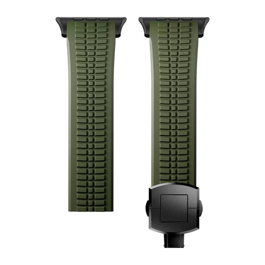 Quickfit Easy to Go Silicon Band with Black Buckle & Connectors for Apple iWatch 44/45/46 & 49mm (Green)