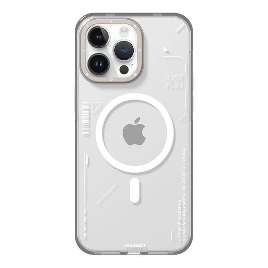 YOUNGKIT Crystal Anti Yellowing Transparent Case with Thin Metal Front Bumper Case for iPhone 16 Pro (Transparent + Natural Titanium)