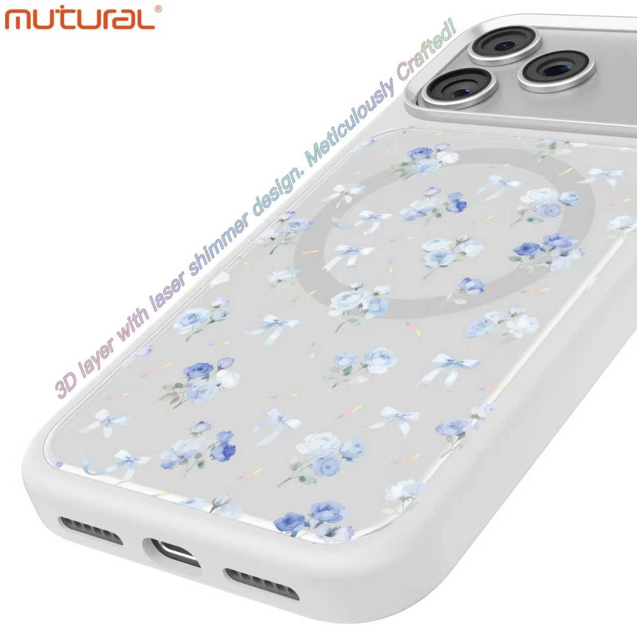 Silicon Protective Magsafe Floral Design Case for iPhone 17 Pro Max (White)
