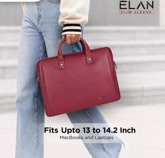 Elan Sleeve Slim Laptop Bag For Upto 13 Inch To 14.2 Inch Macbook/Laptop (Maroon)
