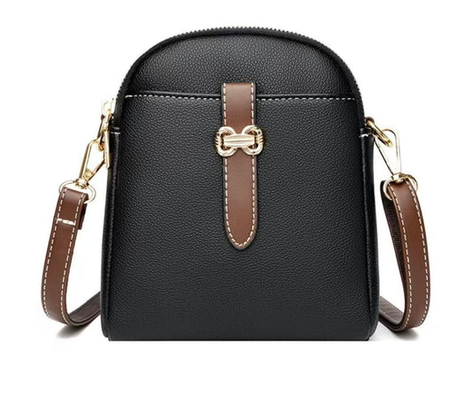 Women’s Cross Body PU Leather Shoulder Storage Bag(Black)